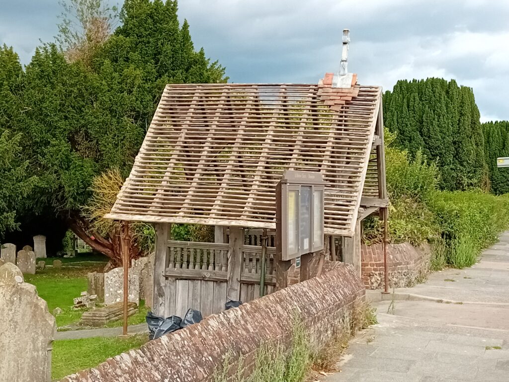 Lychgate with tiles removed.